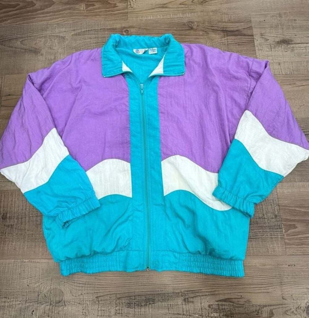 Vintage 80s Bold Spirit Colorblock Full Zip Windbreaker Jacket Retro
